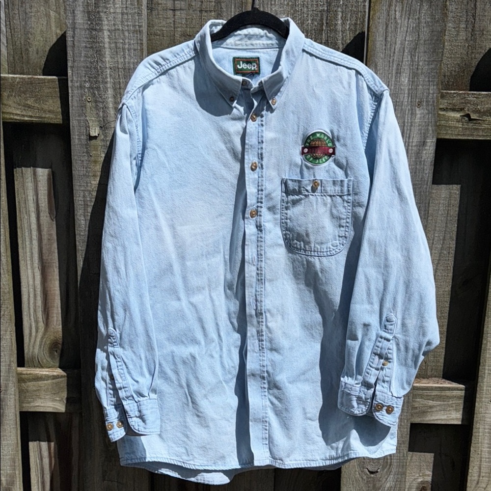 Jeep Blue Casual Button Down Vintage Denim Shirt